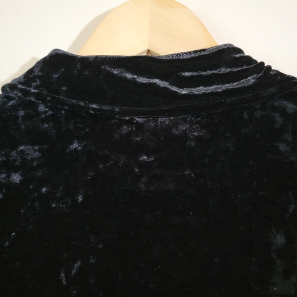 VTG Clio Black Burnout Velvet Button-Up Shirt King Sleeve Sz SML Y2K Whimsigoth - Picture 7 of 11